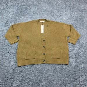 Les Serein Cardigan Sweater Womens 2X Green V Neck Button Knit Pockets NWT